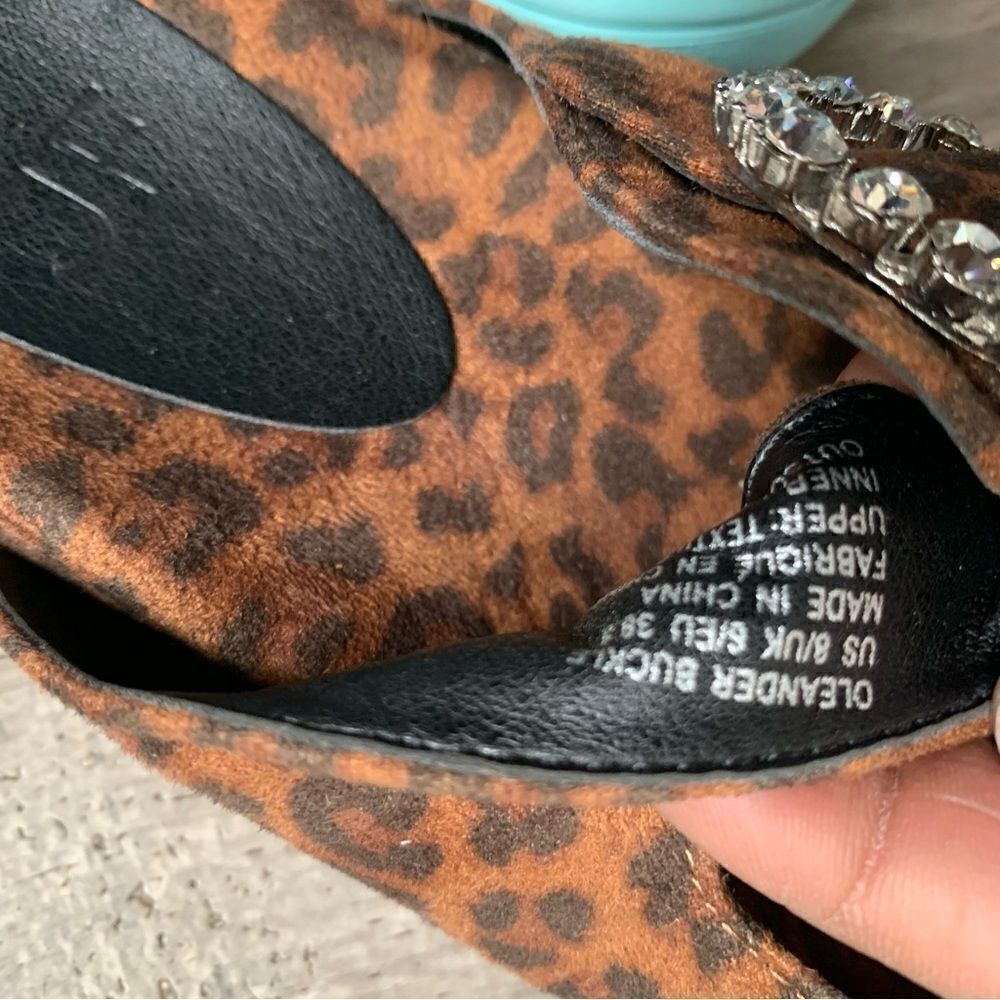 JUST FAB ANIMAL PRINT SLIDES RHINESTONE BROWN - Picture 8 of 8